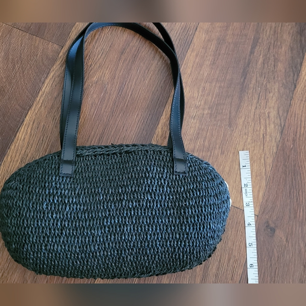 Vtg Sun N Sand Double Handled Raffia Woven Straw Bag, Black. - Picture 8 of 8
